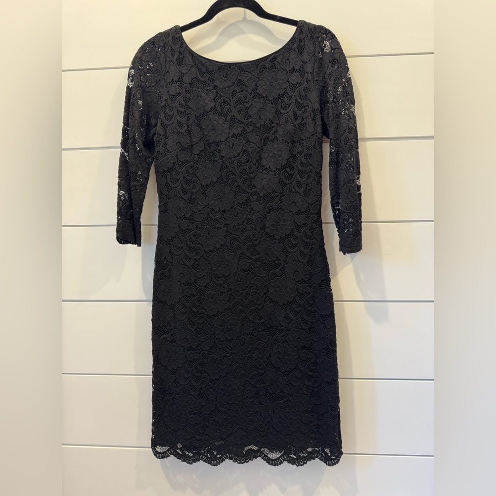 White House Black Market Black Lace Long Sleeve Dress